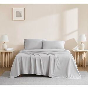 Linen Closet Organic 100% Cotton Twin XL Bed Sheet 3 Pcs Set– Light Grey,NEW